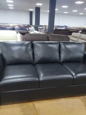 Black leather sofa large three-seater new, 100% genuine leather