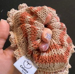 Πλεκτό scrunchie καινούργιο, βαμβακερό με ρίγες και λεπτομέρεια