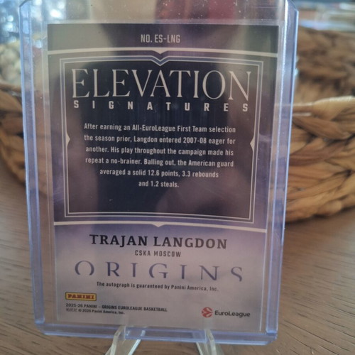 2025-26 Panini Euroleague Origins Elevation Signatures Trajan Langdon CSKA card /25