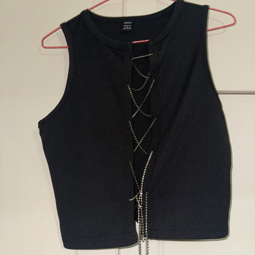 SHEIN Bae rhinestones sexy top new, black, size S