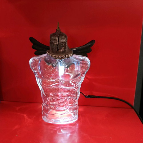 Handmade table lamp made to order from glass cologne bottle