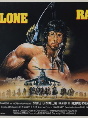 Rambo III Sylvester Stallone αυθεντικό κινηματογραφικό χαρτονάκι 1988 μεταχειρισμένο