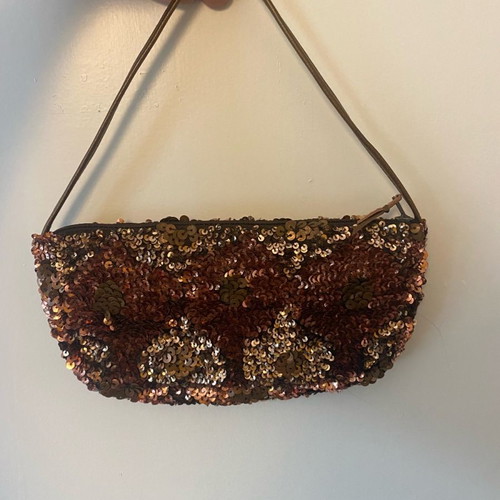 Handbag with sequins and small leather strap
