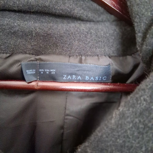 Zara Basic women's coat with hood and belt, like new, charcoal, M