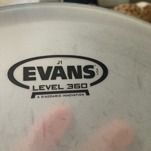 Evans J1 13 inch used semi-transparent etched drumhead