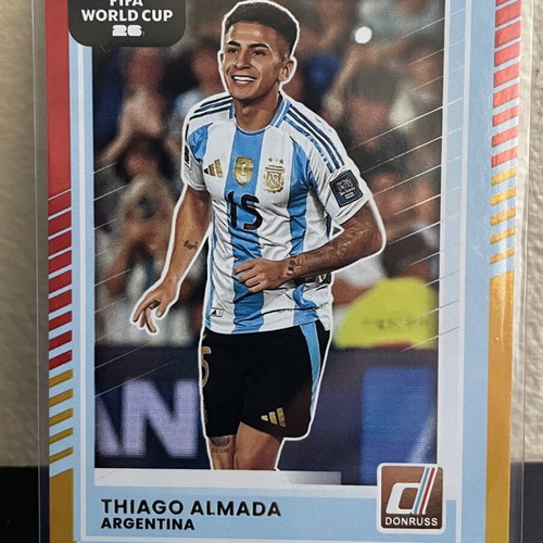2025-26 Panini Donruss Road to World Cup Parallel Red and Gold Thiago Almada #155 card like new