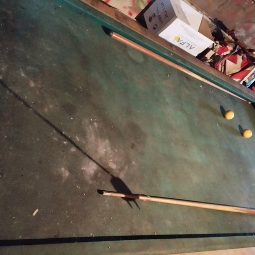 Old French billiard table used, solid wood, heavy and sturdy, with damages