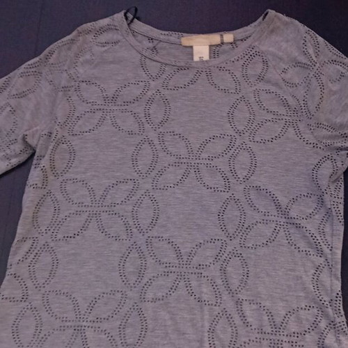 H&M Grey Thin Perforated Blouse like new, size M