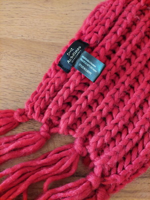 Achilleas Accessories scarf used, red wool with fringes