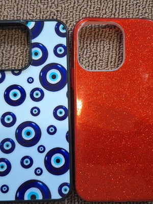 Θήκες iPhone 13 μεταχειρισμένες, σετ 2 τεμαχίων Evil Eye και κόκκινη glitter