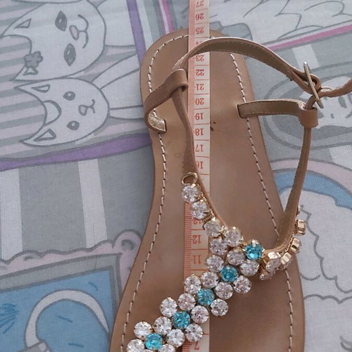 Ioannis women's sandals like new, size 38, beige with stones
