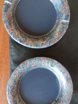 Handmade glass fusing ashtray set of 2, used, 17cm diameter
