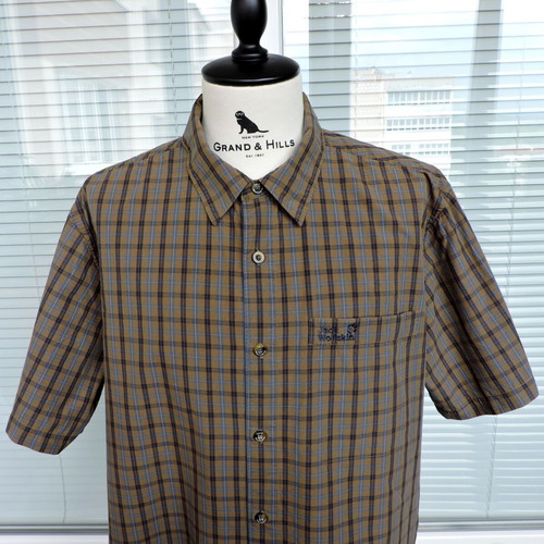 Jack Wolfskin Mens Brown Checked Organic Cotton Shirt XXL like new