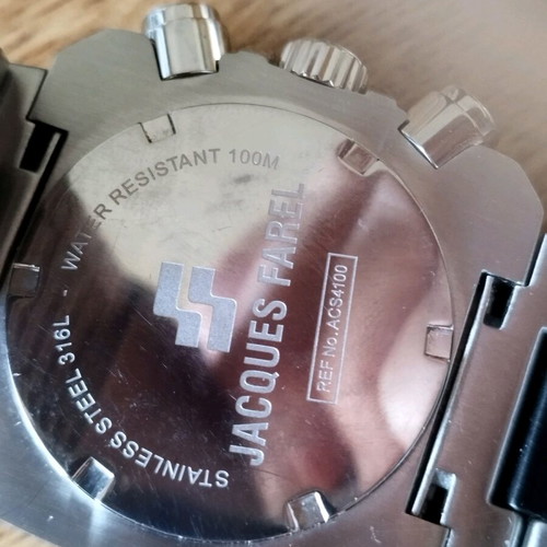 Jacques Farel wristwatch used, silver, with chronograph