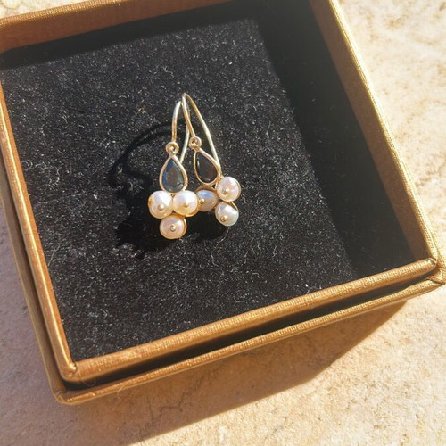 Chrysa 14k earrings with pearls and sapphires used