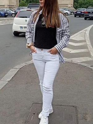 Τζιν χαμηλοκάβαλο λευκό μεταχειρισμένο με σκισίματα Stradivarius No34