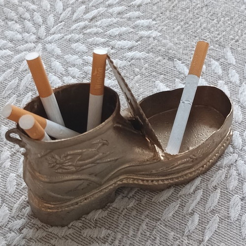 Vintage metal ashtray in boot shape Italian made used