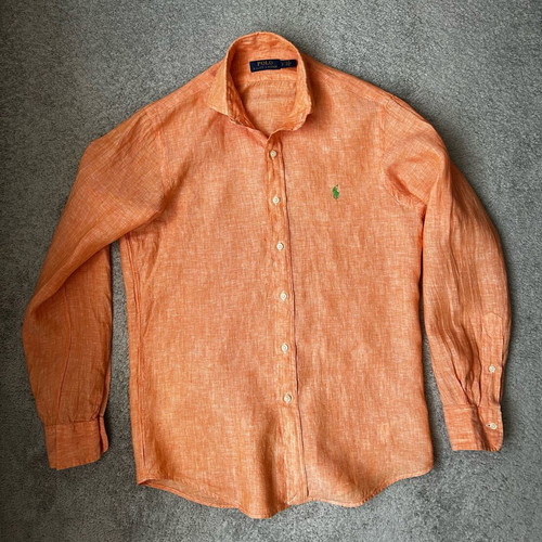 Polo Ralph Lauren Orange Custom Fit Linen Shirt S like new