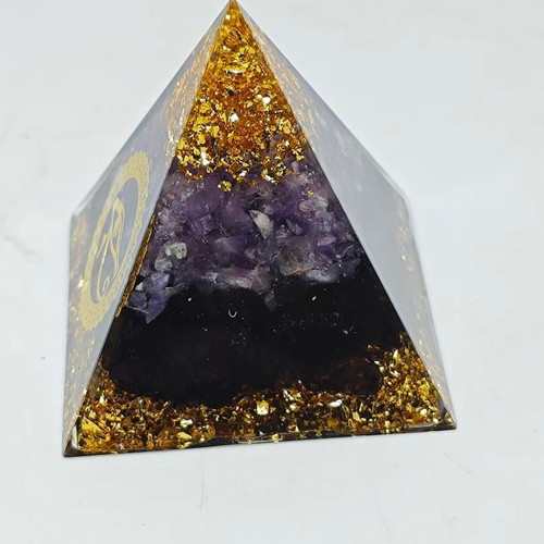Amethyst Orgone Pyramid with Eye of Horus, like new