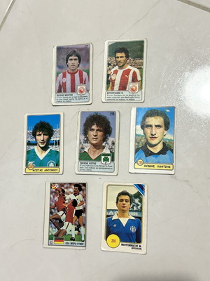 Dogiakos Football Cards used, set of 7 with Olympiakos, Panathinaikos, Apollon