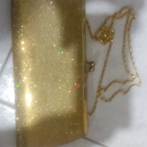 Gold women's shoulder bag with rhinestones like new