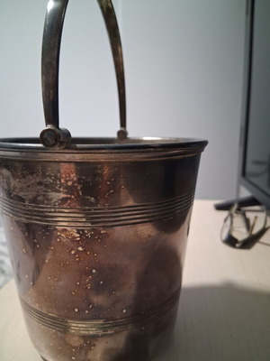 Silver-plated ice bucket Art Deco by Plato, like new, 13×13 cm