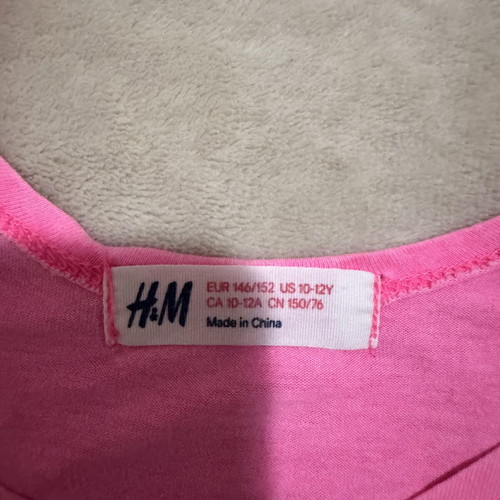 Girls Hot Pink Bunny Tank Top H&M Like New 10-12 Years