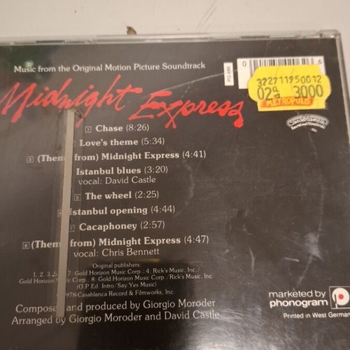 Midnight Express original motion picture soundtrack CD