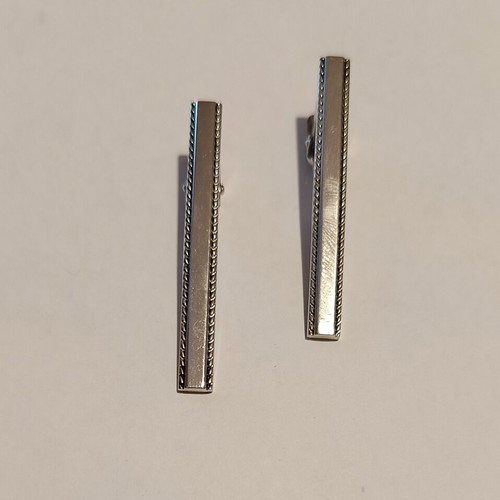 Metallic silver tie clips new