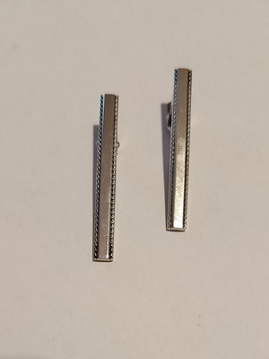 Metallic silver tie clips new