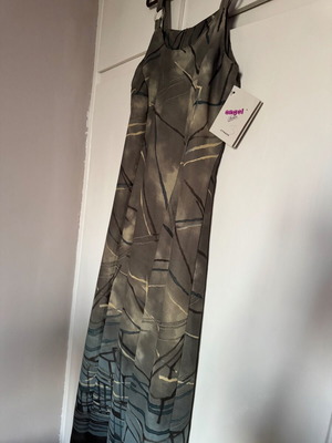 Summer dress with thin straps, size XXL / 44 / 16, grey and brown