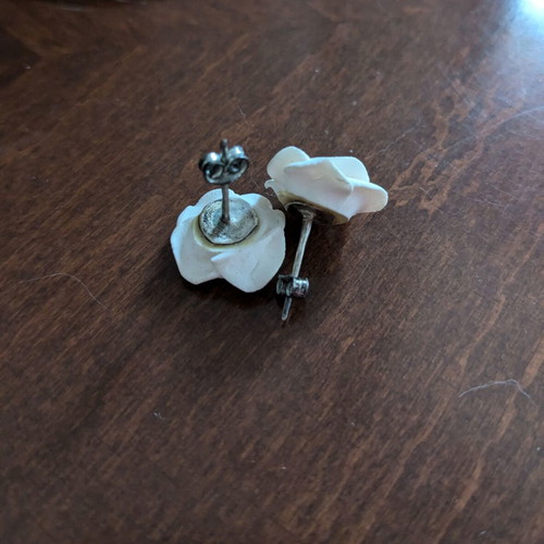 Earrings with silver and polymer clay like new, white