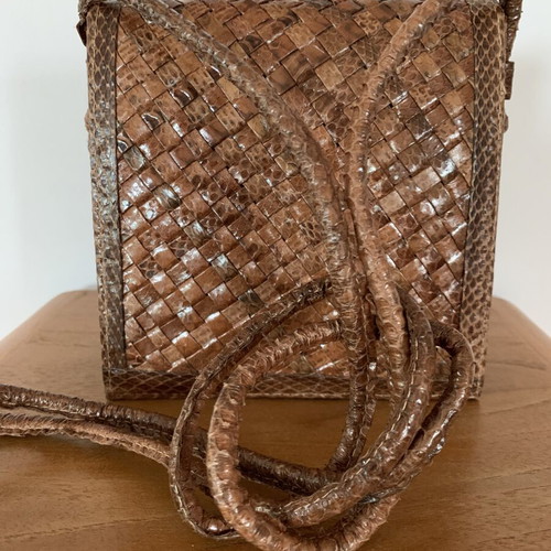 Leather snake skin crossbody bag new, rust color