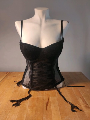 H&M 75C black corset like new with underwire and garters