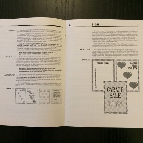 The Print Shop Reference Manual for Apple like new, 1986