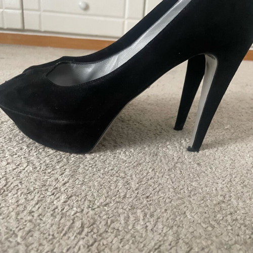 Sergio Rossi black suede pumps used with front opening