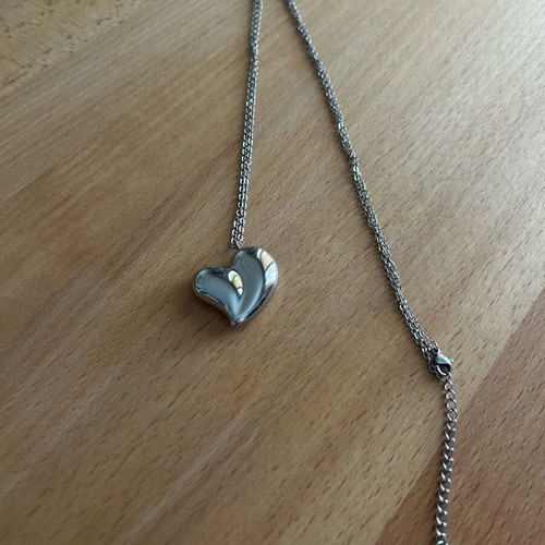 Long heart necklace stainless steel new