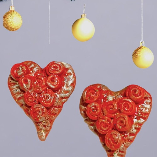 Handmade heart earrings with maroon roses new