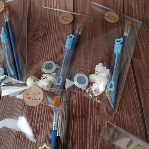 DIY Kids Color Me Kit with Handmade Plaster Figures and Soap Bubbles