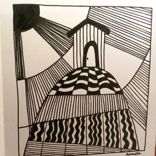 House sketch new, mini hand-drawn on Bristol 250gr paper
