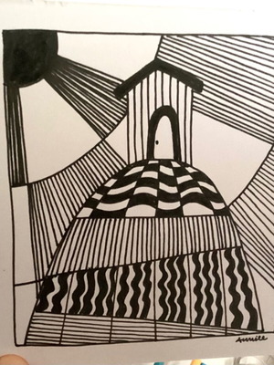 House sketch new, mini hand-drawn on Bristol 250gr paper