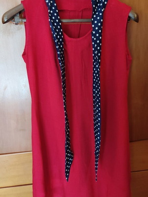 Linen dress used, red, size M
