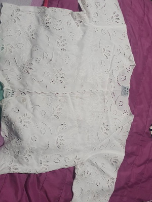 Shirt with embroidery and details like new, white, size M