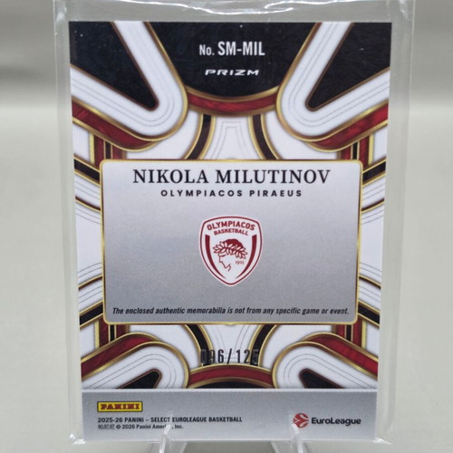 Nikola Milutinov Select Memorabilia card 2025-26 Panini EuroLeague /125