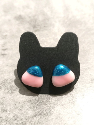 Handmade pink-petrol stud earrings like new