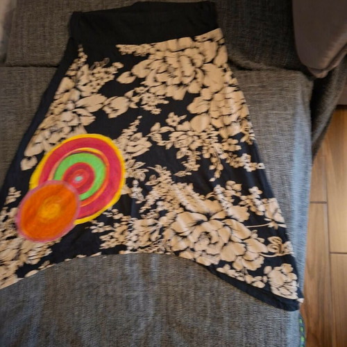 Asymmetric Desigual skirt size S like new, black multicolor