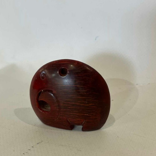 Vintage Japanese wooden netsuke elephant 5x5