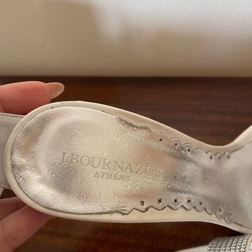Bournazos νυφικά πέδιλα σαν καινούργια, σατέν με στρασάκια, μέγεθος 38
