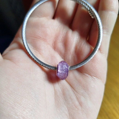 Steel bracelet new purple with internal glitter