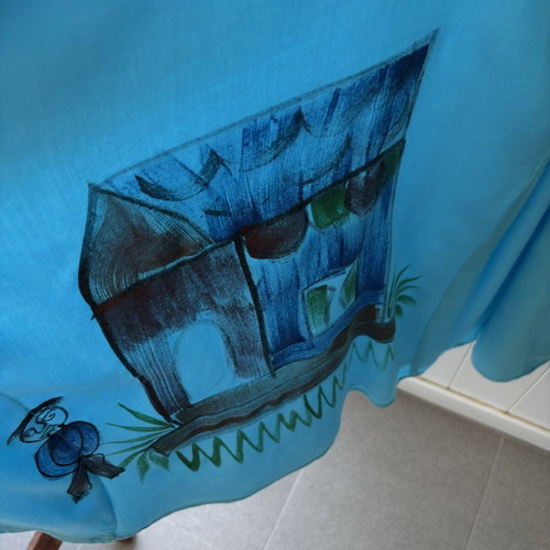 Pareo in poncho style like new, turquoise
